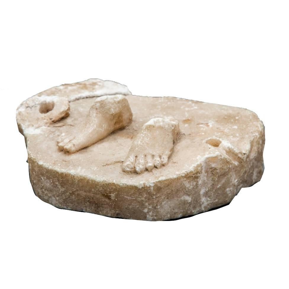 2nd Century Marble Carving of a Pair of Feet For Sale
