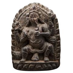 Antique Stone Plaque Depicting Ganesh