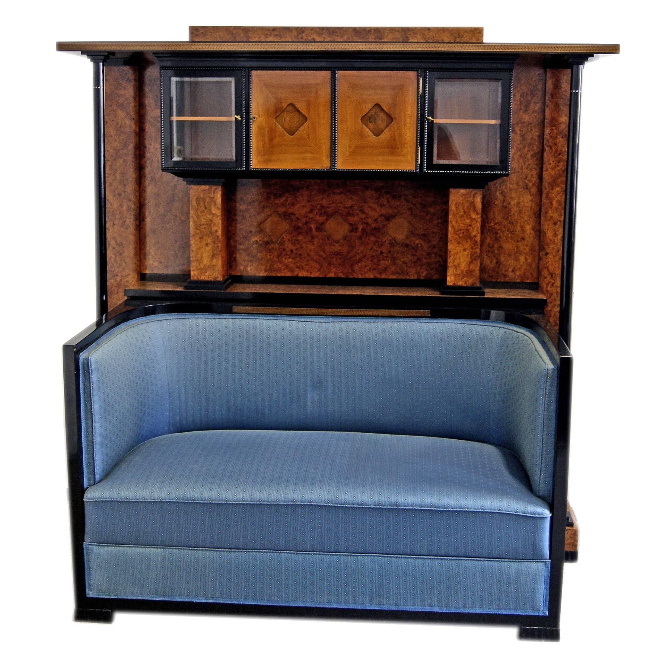 Josef Maria Olbrich Music Room Settee Cabinet Darmstadt Germany made c.1900 For Sale