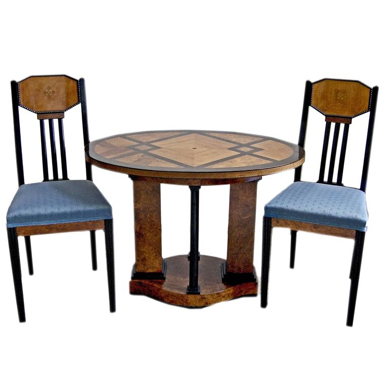 Art Nouveau Table And Four Chairs By Ludwig Schmitt For Josef Maria Olbrich Room Table Two Chairs Darmstadt Germany Made C 1900