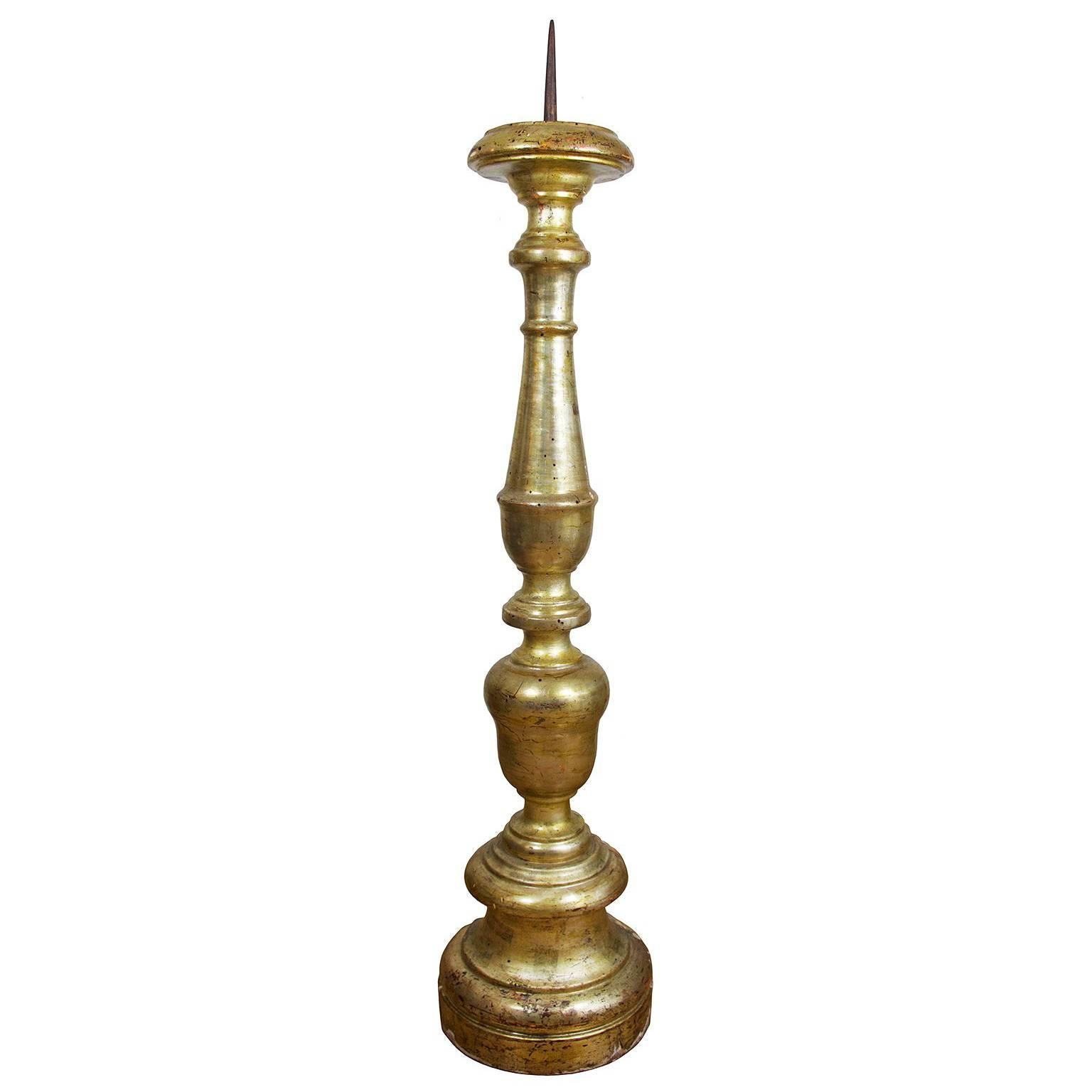 19th Century Italian Giltwood Floor Altar Candlestick or Torchere