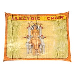 Antique Early Sunshine Studios American Side Show Electric Chair Banner