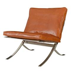 Barcelona Style Lounge Chair with Leather Cushions, circa 1950s 5