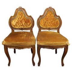 Pair of 19th Century Tufted Velvet Side Chairs