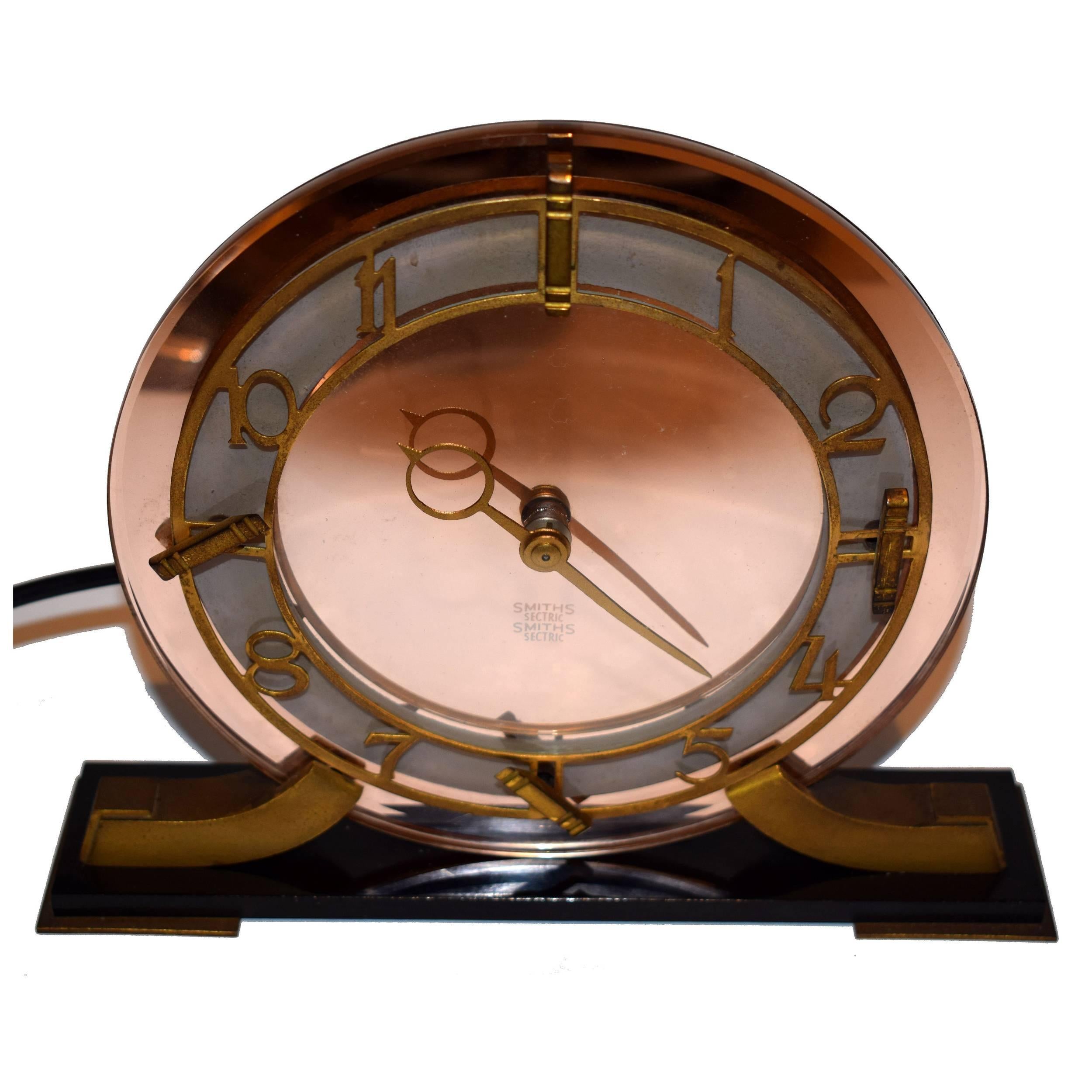 Art Deco Smiths English Mirrored Clock