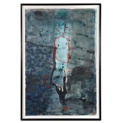 Abstract Scandinavian Painting, Warercolor & Acrylic on Paper by Jens Birkemose