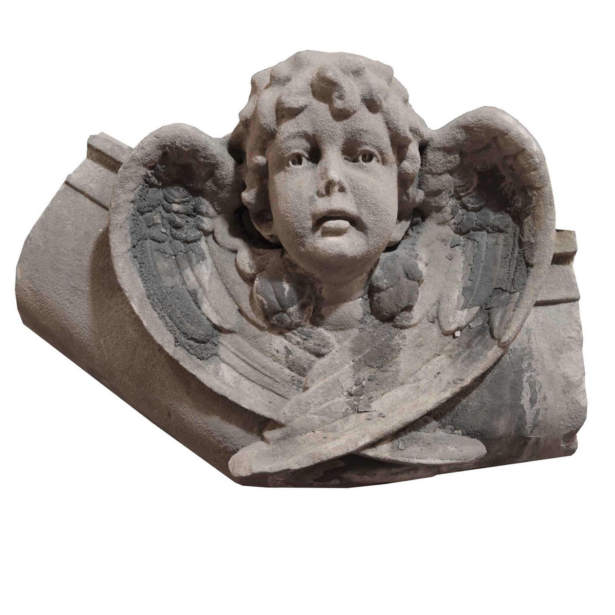 American Carved Limestone Angel