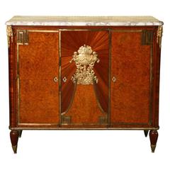 19th Century Louis XVI Style Bronze-Mounted Marble-Top Mahogany Cabinet 2