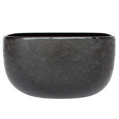 Barbini Black Murano Scavo Corroso Glass Bowl