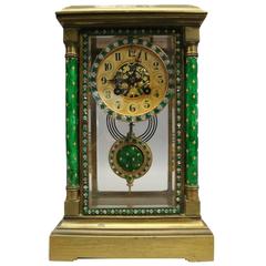 French Champleve Japy Freres Mantel Clock for Camerden & Foster, circa 1920