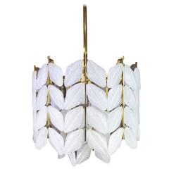 Stunning Leaves Chandelier, Brass and Murano Ice Glass by Kalmar, Austria, 1960s 1