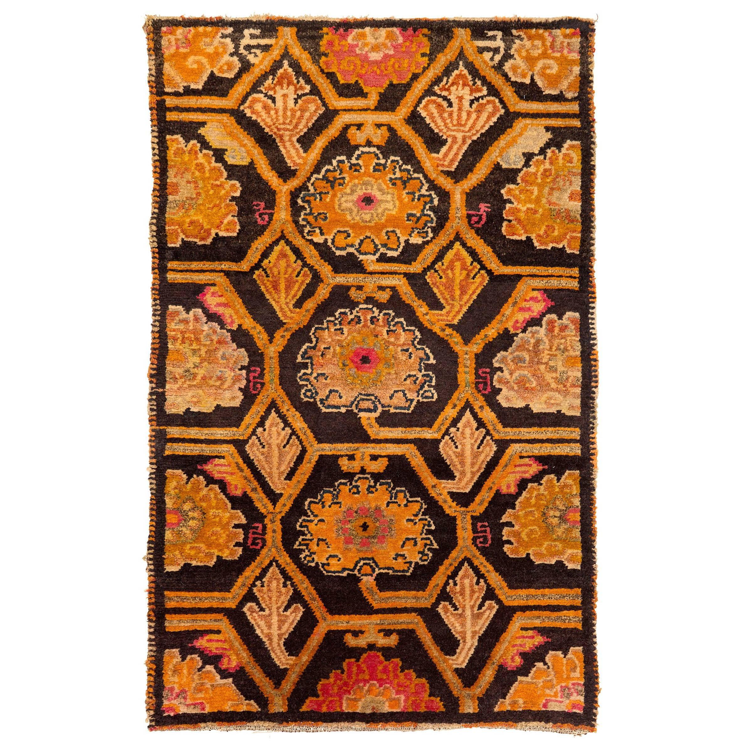 Antique Tibetan Art Deco Rug