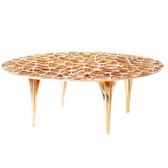 Sedona Polished Bronze Round Coffee Table/Cocktail Table with Glass Top