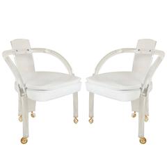 Pair of Wycombe, Meyer & Co. Lucite 'Loop' Rolling Armchairs