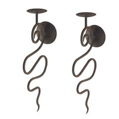 1950 Pair of Wrought Iron Sconces Candleholder 1