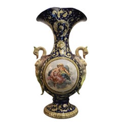  Large Antique Italian Majolica Ceramic Vase