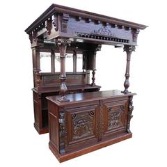 French Carved Oak Front and Back Bar