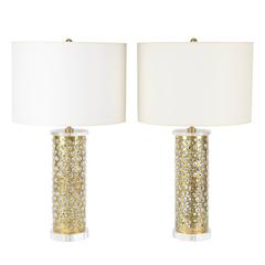 Pair of Brass and Glass Bubble Table Lamps by Rupert Nikoll, circa 1950s