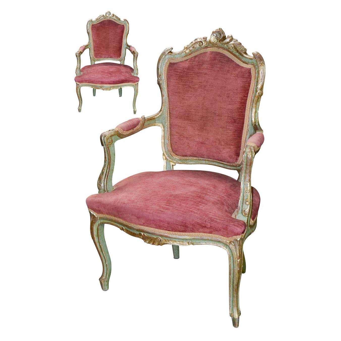 19th Century Pair of Italian Armchairs