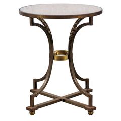 Cane and Steel Round Table in the Style of Maison Jansen, circa 1960