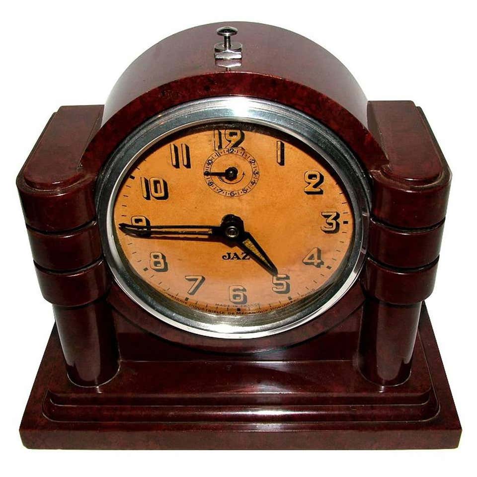 Original 1930s French Art Deco Bakelite Jaz Clock For Sale at 1stDibs