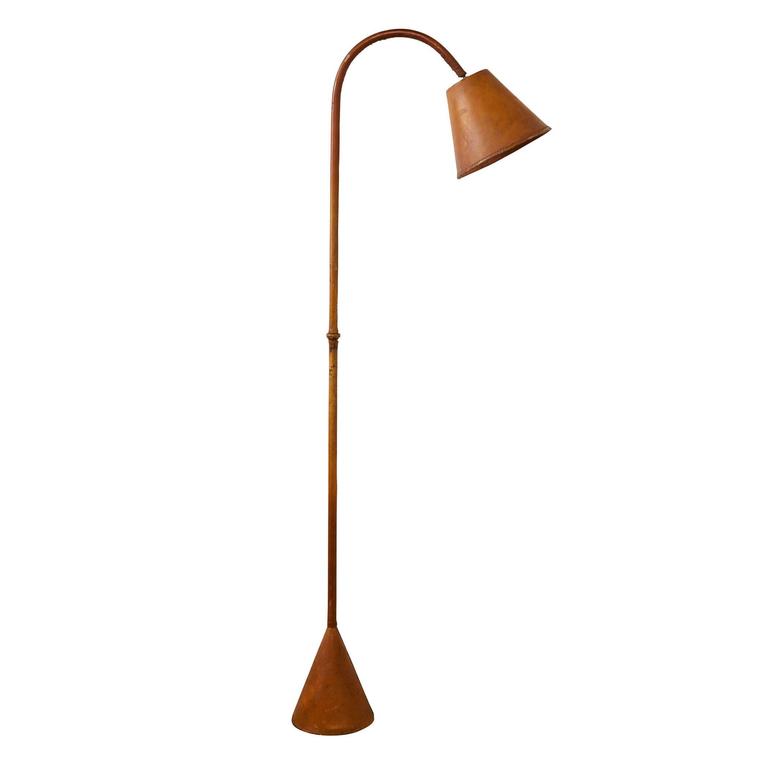 Leather Wrapped Floor Lamp by Jacques Adnet at 1stDibs