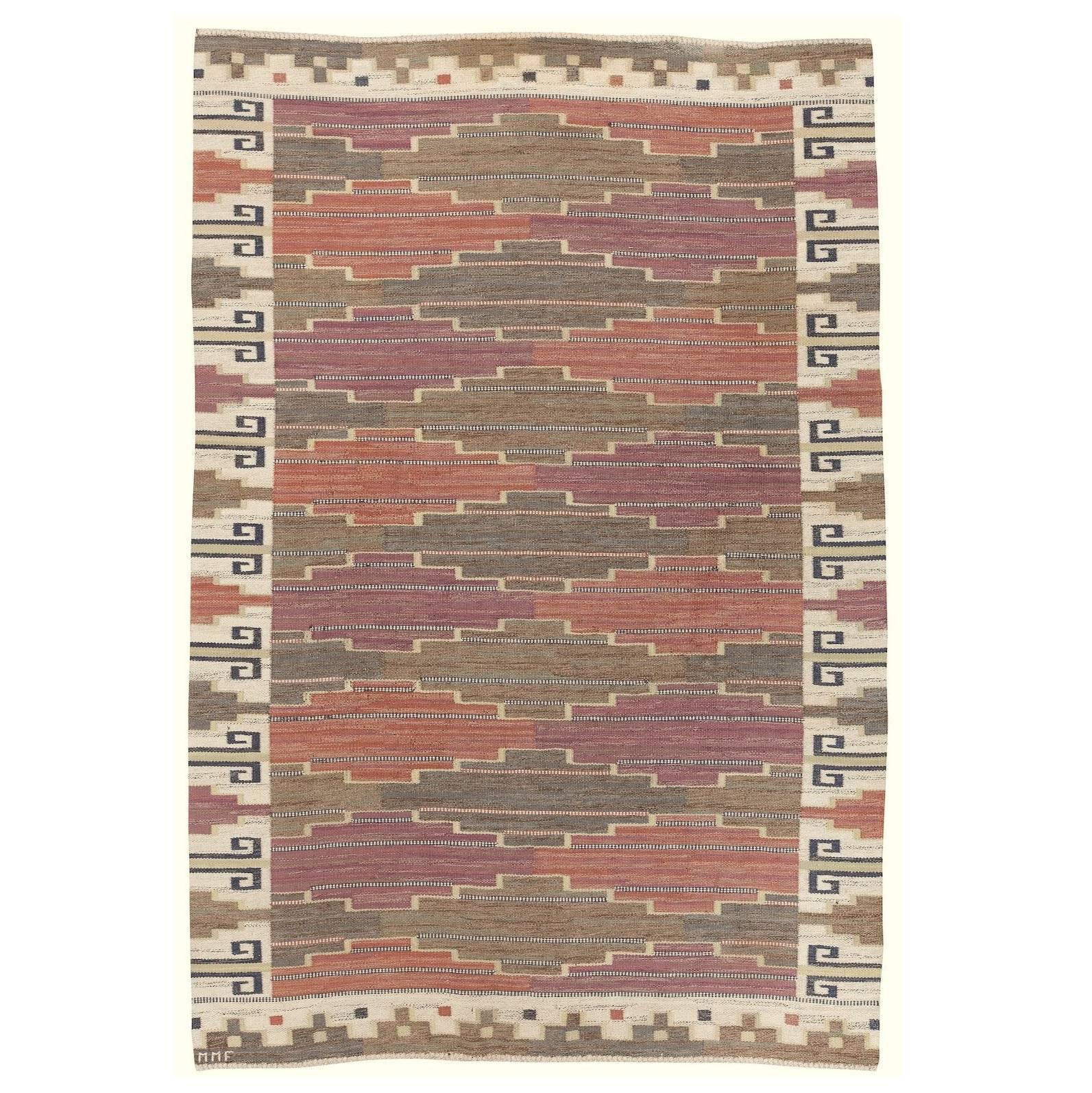 Bruna Heden" Flat-Weave Carpet, Signed MMF For Sale