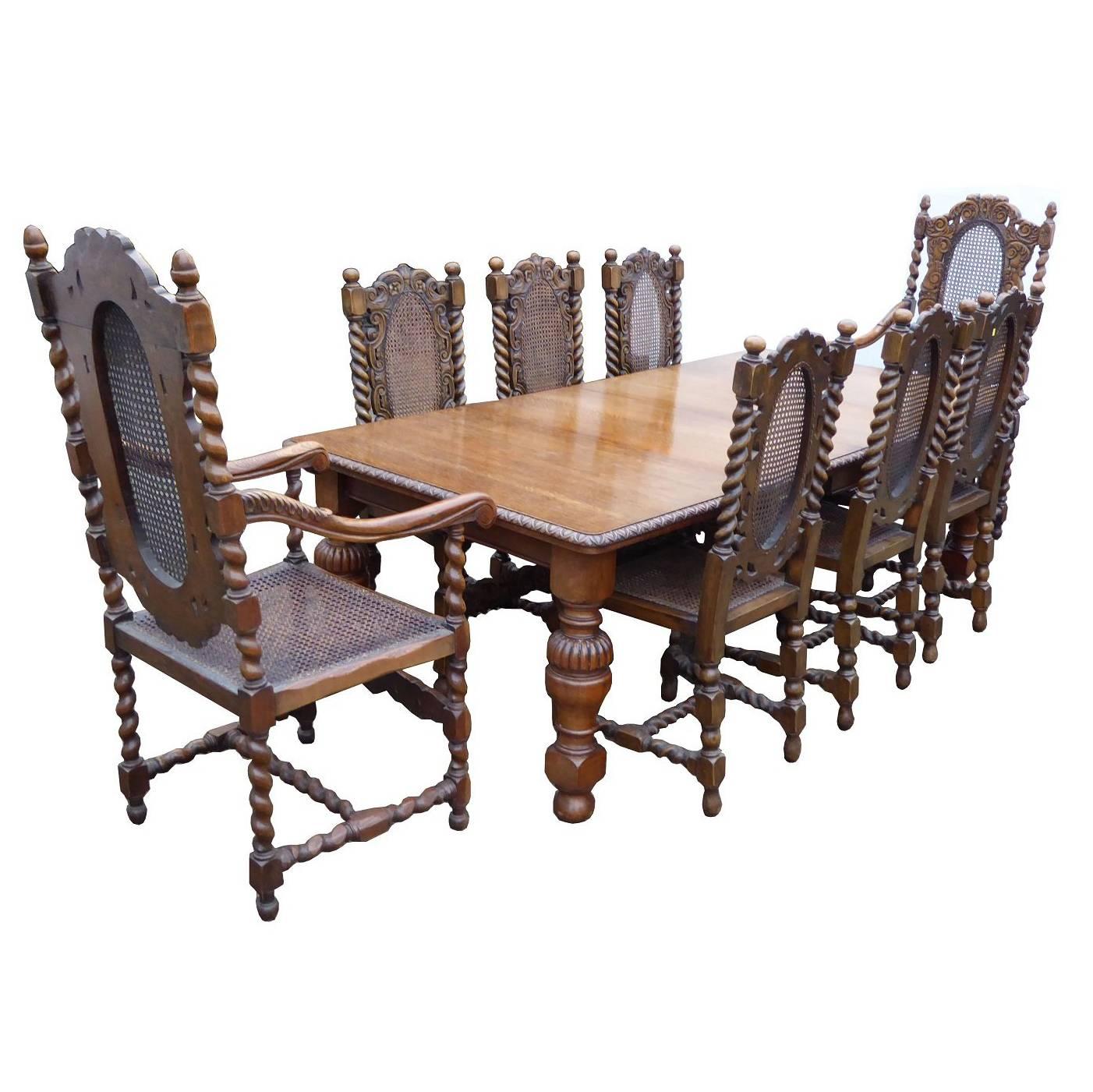Victorian Solid Oak Dining Table and Eight Chairs at 1stDibs