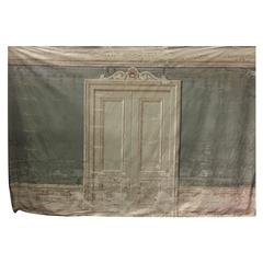 Large 19th Century Painted Canvas Theater Scenic Backdrop