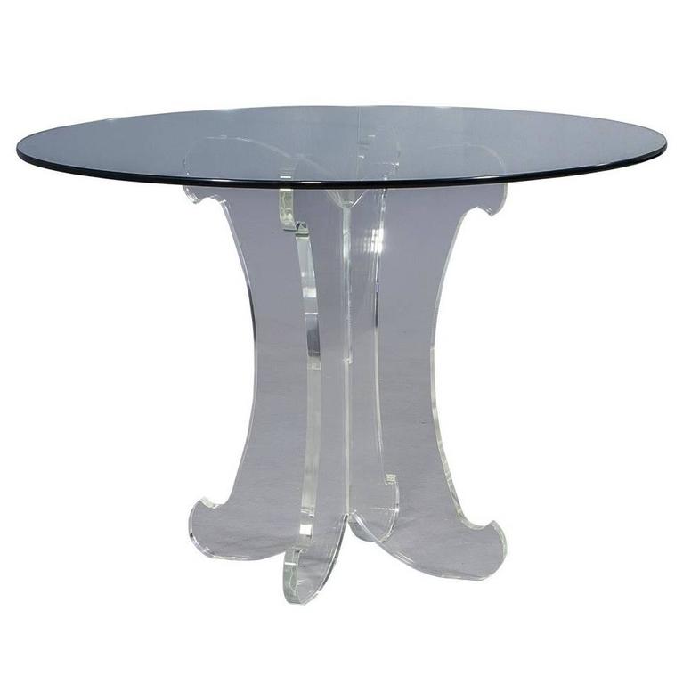Sculptural Vintage Glass and Lucite Round Accent Table at 1stDibs