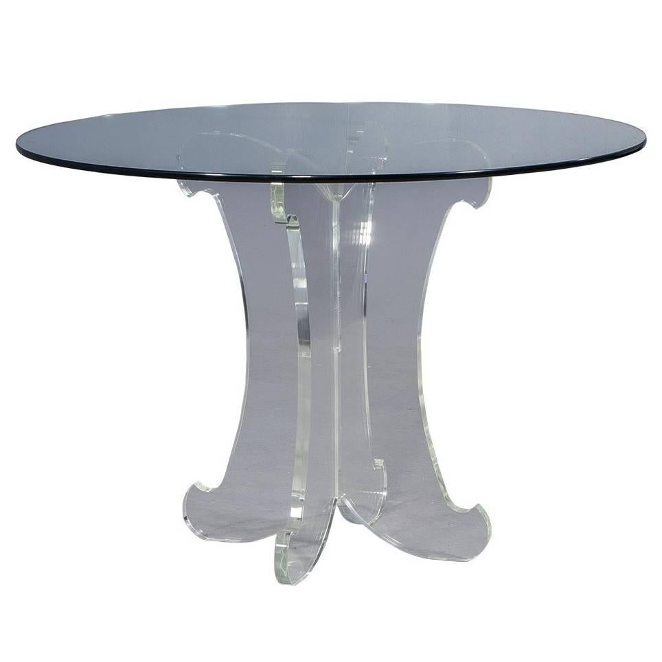 Sculptural Vintage Glass and Lucite Round Accent Table