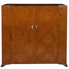 French Art Deco Burled Walnut Armoire 8
