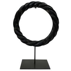 Vintage Textured Black Stone Ring on Stand