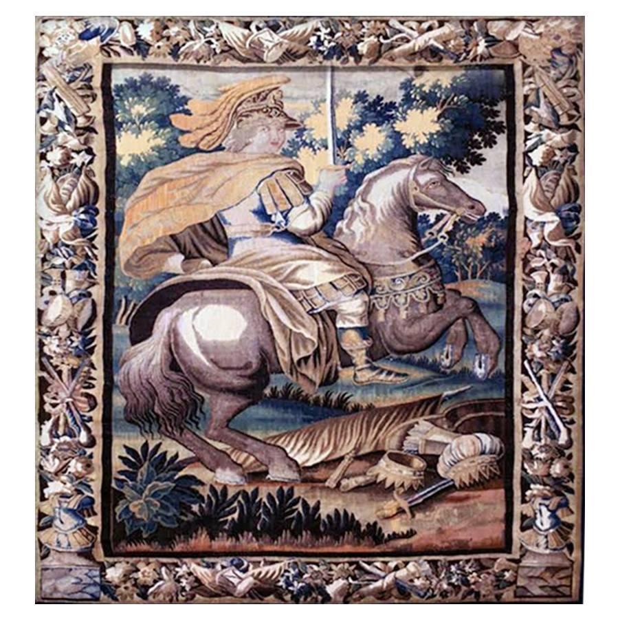 Aubusson Antique Tapestry, 18th Century, Alexander the Great For Sale
