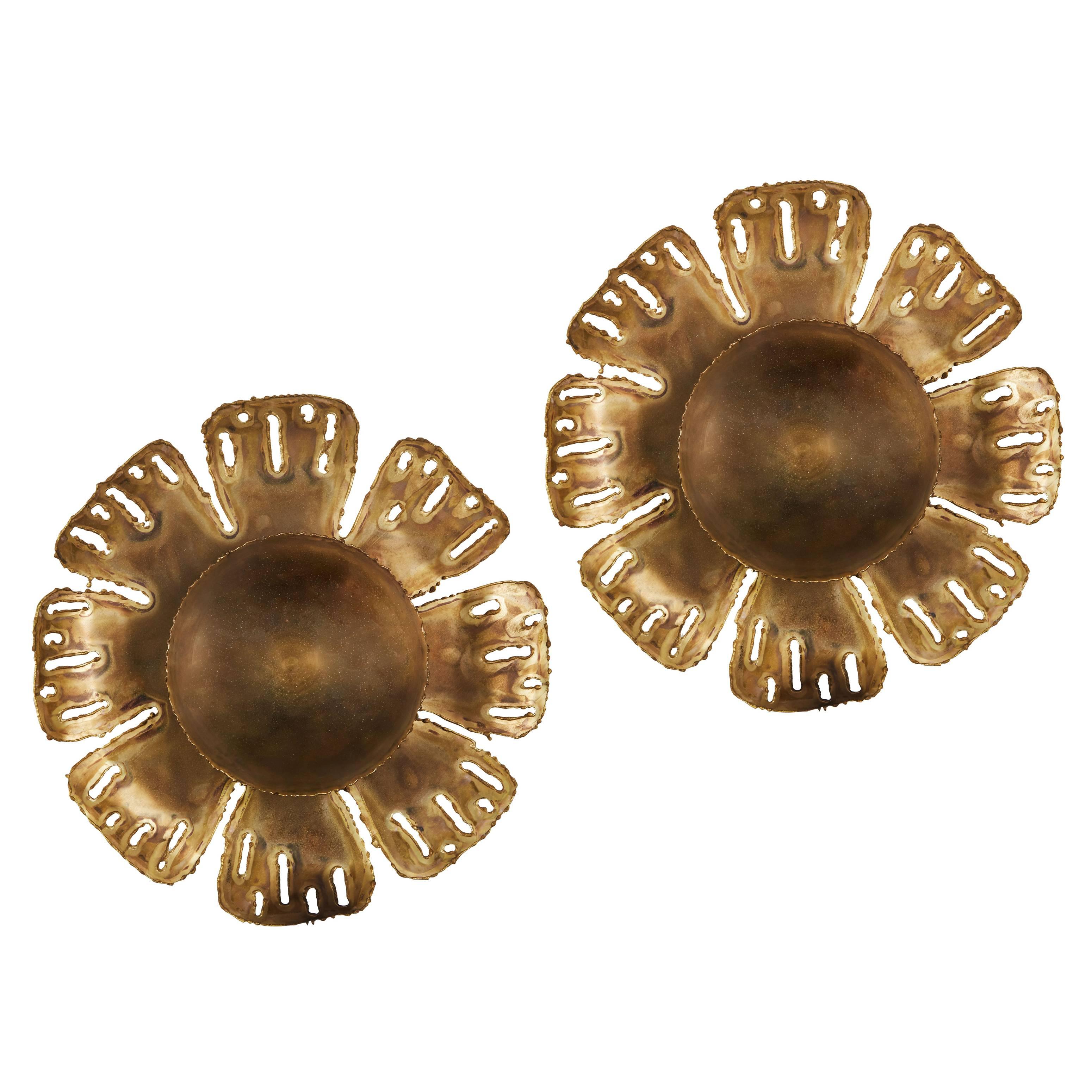 Pair of Brass Ceiling or Wall Lights by Svend Aage Holm-Sorensen 