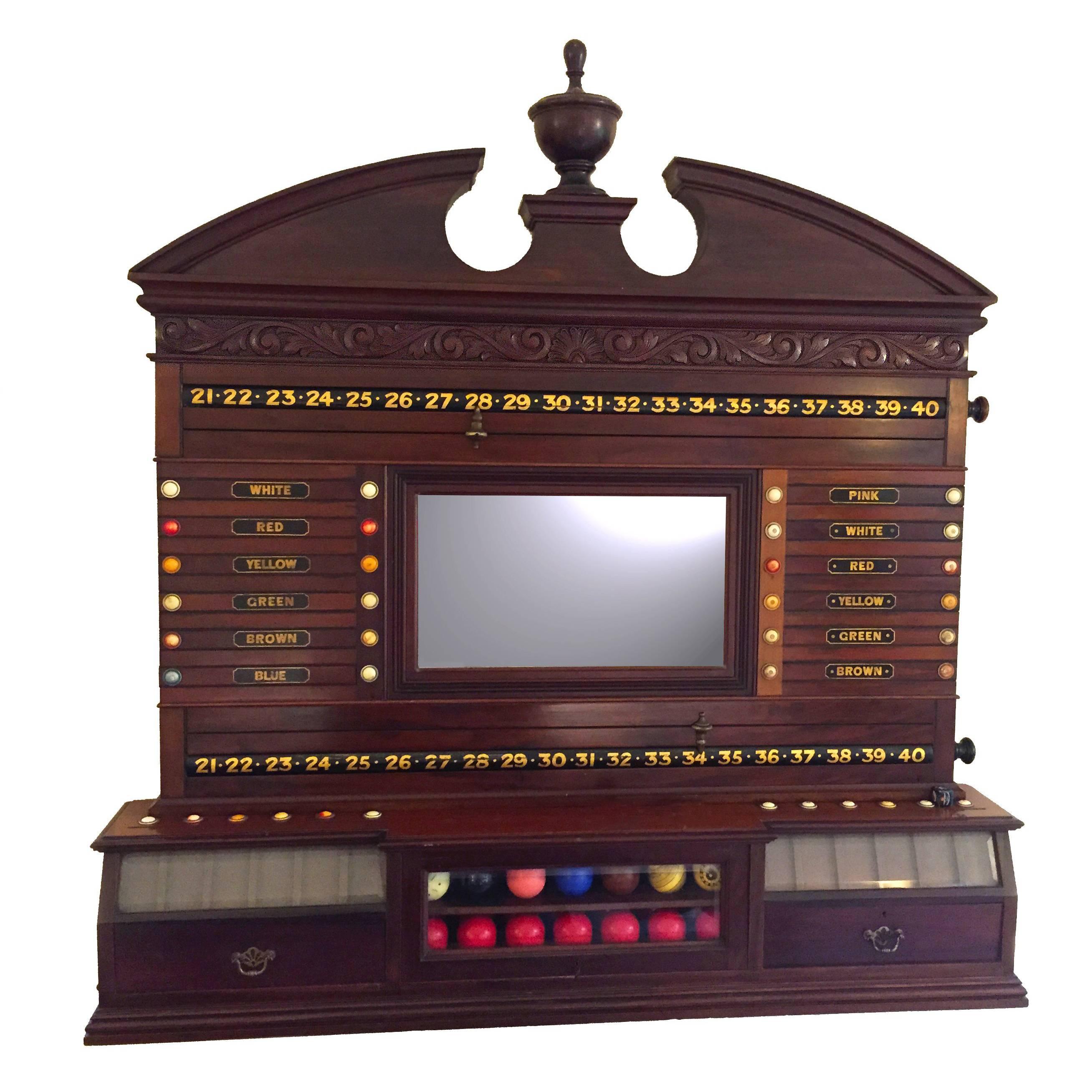 Antique Billiards Snooker Life Pool Scoring Cabinet