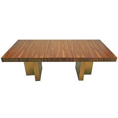 Milo Baughman Exotic Brazilian Rosewood and Brass Dining Table for Thayer Coggin