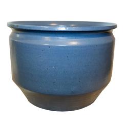 Mid Century Modern American Small Blue Glazed Planter by Earthgender 7