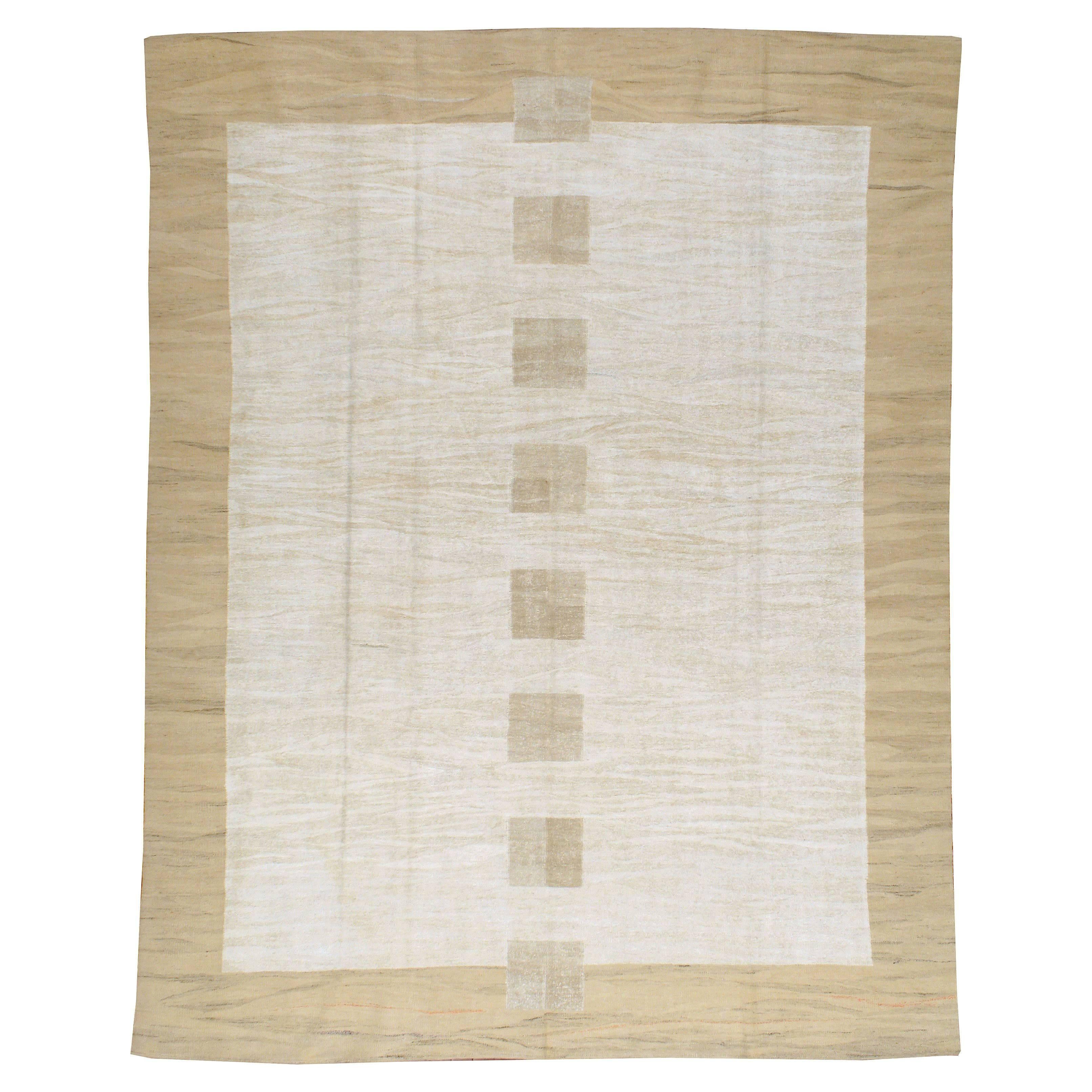 Modern Turkish Flat-Weave Room Size Rug For Sale