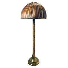 Bamboo and Brass Floor Lamp by Gabriella Crespi