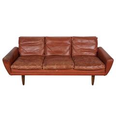 Danish Mid-Century Sofa in Red Leather Designed by Georg Thams Danish Mid-Century Sofa in Red Leather Designed by Georg Thams