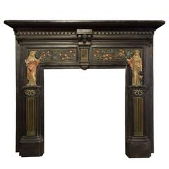 English Cast Iron Peace and Plenty Fireplace Mantel