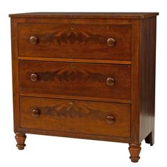 Antique Walnut Dresser with Bookmatched Drawers, circa 1850s