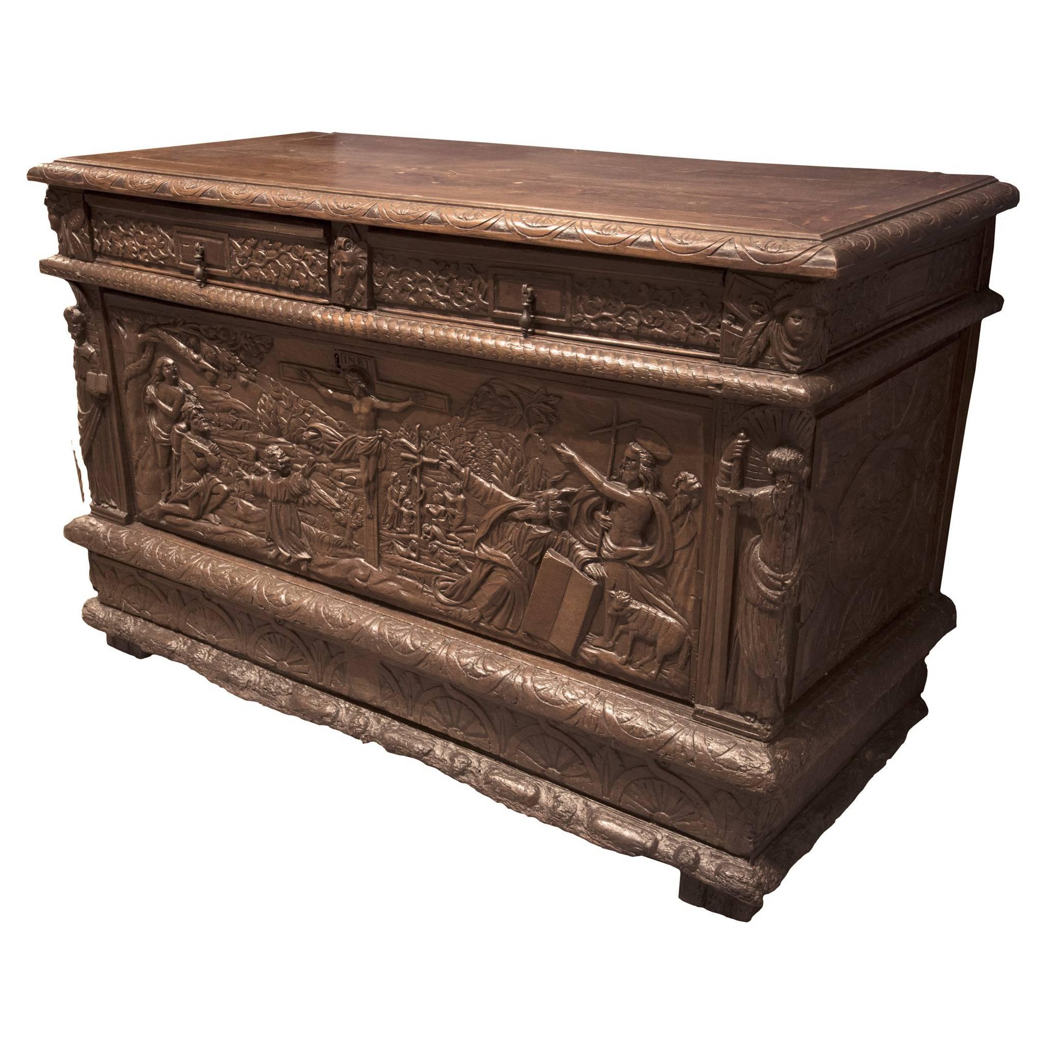 18th Century Carved Oak Sideboard For Sale