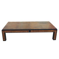 Large Modern Rectanglular Walnut Henredon Coffee Table