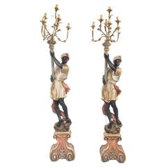Venetian Polychrome Blackamoor Floor Torchieres 9