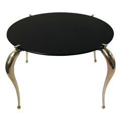 Mid-Century Hollywood Regency Coffee Table, Bronze, Black Glass, USA, circa 1940