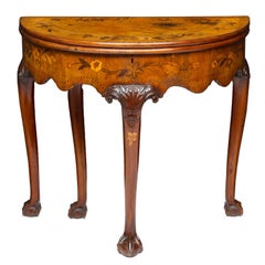19th Century Dutch Marquetry Inlaid Flip Top Game Table