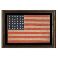 36 Star, Nevada Statehood, Antique American Parade Flag of the Civil War Era