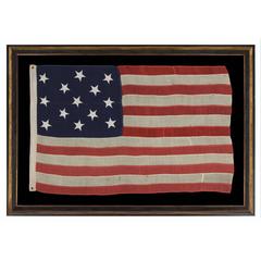 13 Hand-Sewn Stars on an Used American Flag of the 1876 Era